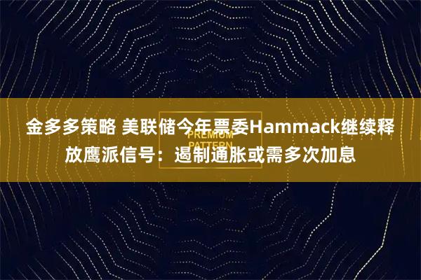 金多多策略 美联储今年票委Hammack继续释放鹰派信号：遏制通胀或需多次加息